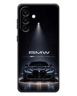 Чехол для Samsung Galaxy A57 с картинкой «BMW сквозь ночной город»