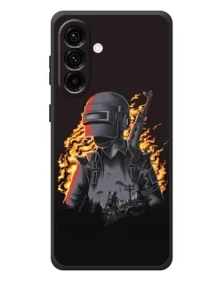Чехол для Samsung Galaxy A57 с картинкой «PUBG — огненный силуэт»