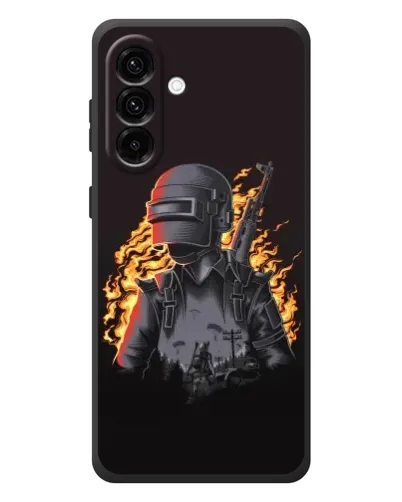 Чехол для Samsung Galaxy A57 с картинкой «PUBG — огненный силуэт»