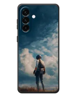 Чехол для Samsung Galaxy A57 с картинкой «Герой PUBG на скале»