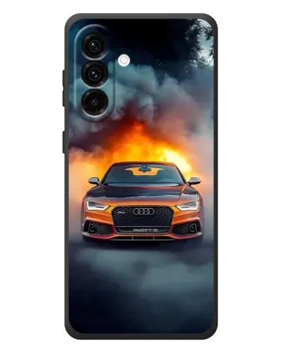 Чехол для Samsung Galaxy A57 с картинкой «Audi в огненном дыму»