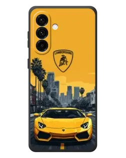 Чехол для Samsung Galaxy A57 с картинкой «Желтый Lamborghini город»