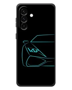 Чехол для Samsung Galaxy A57 с картинкой «Голубой силуэт Lamborghini»