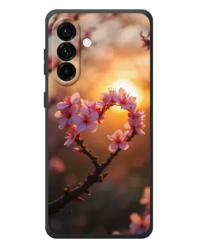 Чехол для Samsung Galaxy A57 с картинкой «Розовый цвет сердце на фоне заката» Чехол для Samsung Galaxy A57 с картинкой «Розовый цвет сердце на фоне заката»