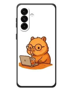 Чохол для Samsung Galaxy A57 з картинкою «Капібара з ноутбуком»