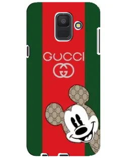 Чехол для Samsung Galaxy A6 2018 (A600F) с картинкой «Gucci — полосы и Микки»