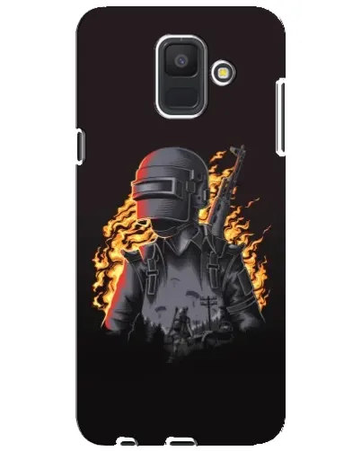 Чехол для Samsung Galaxy A6 2018 (A600F) с картинкой «PUBG — огненный силуэт»