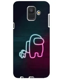 Чехол для Samsung Galaxy A6 2018 (A600F) с картинкой «Among Us неон-арт»
