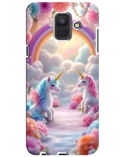 Чехол для Samsung Galaxy A6 2018 (A600F) с картинкой «Радуга и единороги»