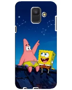 Чехол для Samsung Galaxy A6 2018 (A600F) с картинкой «Губка Боб и Патрик ночью»