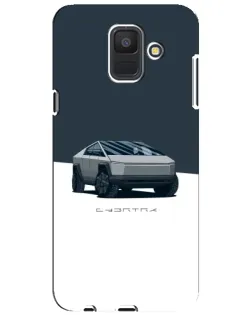Чехол для Samsung Galaxy A6 2018 (A600F) с картинкой «Серебристый Cybertruck Tesla»
