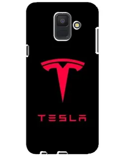 Чехол для Samsung Galaxy A6 2018 (A600F) с картинкой «Tesla Red Logo»