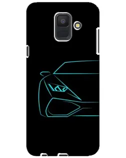 Чехол для Samsung Galaxy A6 2018 (A600F) с картинкой «Голубой силуэт Lamborghini»