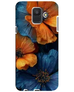 Чехол для Samsung Galaxy A6 2018 (A600F) с картинкой «Яркая сине-оранжевая флора»