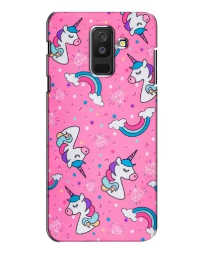 Чехол для Samsung Galaxy A6 Plus 2018 (A605) с картинкой «Unicorn паттерн розовый»