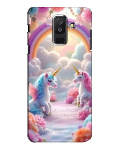 Чехол для Samsung Galaxy A6 Plus 2018 (A605) с картинкой «Радуга и единороги»