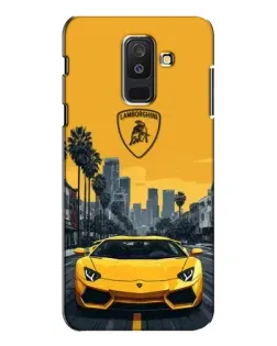 Чехол для Samsung Galaxy A6 Plus 2018 (A605) с картинкой «Желтый Lamborghini город»