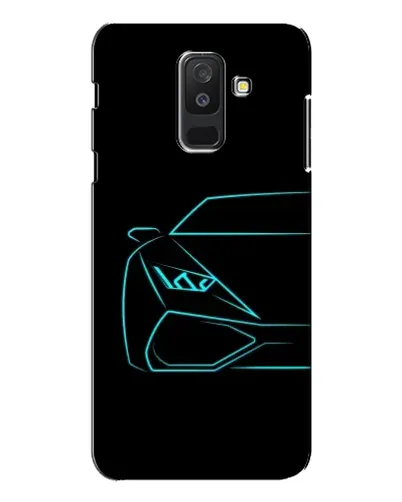 Чехол для Samsung Galaxy A6 Plus 2018 (A605) с картинкой «Голубой силуэт Lamborghini»