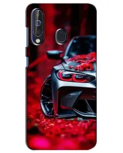 Чехол для Samsung Galaxy A60 2019 (A605F) с картинкой «Спортивная BMW и цветы»