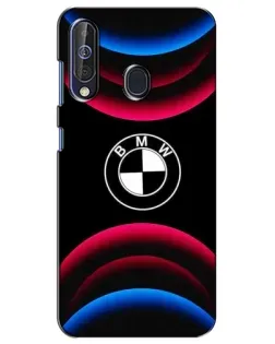 Чехол для Samsung Galaxy A60 2019 (A605F) с картинкой «Логотип BMW и неоновые дуги»