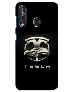 Чохол для Samsung Galaxy A60 2019 (A605F) з картинкою «Tesla — срібне авто»