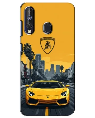 Чехол для Samsung Galaxy A60 2019 (A605F) с картинкой «Желтый Lamborghini город»