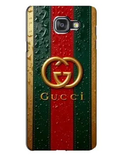 Чехол для Samsung Galaxy A7 2016 (A7100, A710F) с картинкой «Gucci — фирменная полоса и золото»