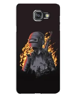 Чехол для Samsung Galaxy A7 2016 (A7100, A710F) с картинкой «PUBG — огненный силуэт»