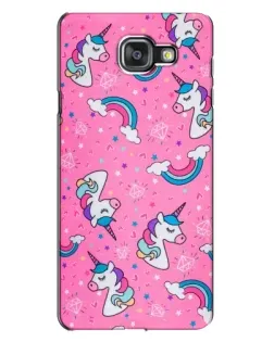 Чехол для Samsung Galaxy A7 2016 (A7100, A710F) с картинкой «Unicorn паттерн розовый»