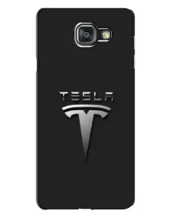 Чехол для Samsung Galaxy A7 2016 (A7100, A710F) с картинкой «Стальной логотип Tesla»