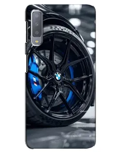 Чехол для Samsung Galaxy A7 2018 (A750) с картинкой «Колесо BMW вблизи»