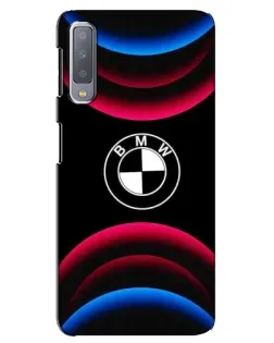 Чехол для Samsung Galaxy A7 2018 (A750) с картинкой «Логотип BMW и неоновые дуги»