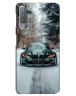 Чехол для Samsung Galaxy A7 2018 (A750) с картинкой «BMW в зимнем лесу»