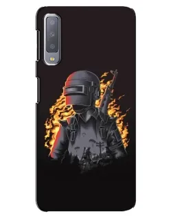 Чехол для Samsung Galaxy A7 2018 (A750) с картинкой «PUBG — огненный силуэт»