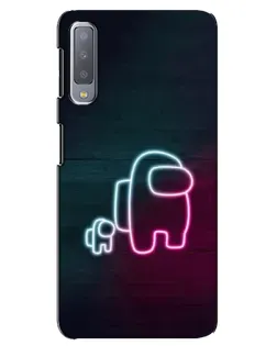 Чехол для Samsung Galaxy A7 2018 (A750) с картинкой «Among Us неон-арт»