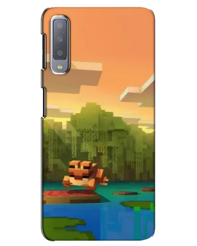 Чехол для Samsung Galaxy A7 2018 (A750) с картинкой «Майнкрафт закат солнца»