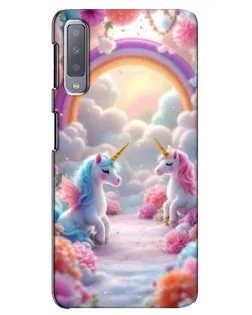 Чехол для Samsung Galaxy A7 2018 (A750) с картинкой «Радуга и единороги»