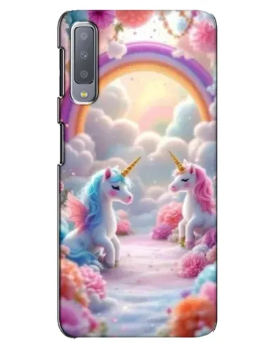 Чехол для Samsung Galaxy A7 2018 (A750) с картинкой «Радуга и единороги»