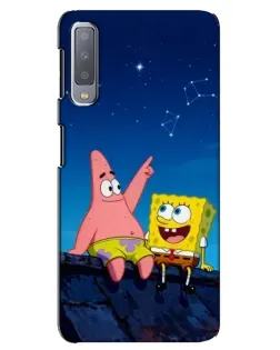 Чехол для Samsung Galaxy A7 2018 (A750) с картинкой «Губка Боб и Патрик ночью»