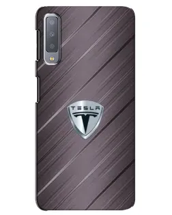 Чехол для Samsung Galaxy A7 2018 (A750) с картинкой «Металлическая текстура Tesla»