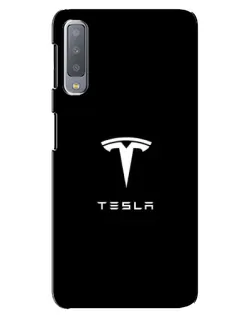 Чехол для Samsung Galaxy A7 2018 (A750) с картинкой «Tesla White Logo»