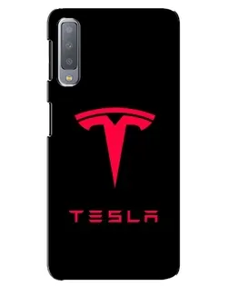 Чехол для Samsung Galaxy A7 2018 (A750) с картинкой «Tesla Red Logo»