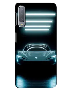 Чехол для Samsung Galaxy A7 2018 (A750) с картинкой «Tesla в неоне»