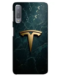 Чехол для Samsung Galaxy A7 2018 (A750) с картинкой «Мраморная Tesla Gold»