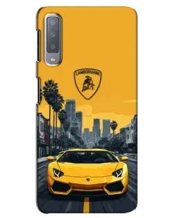 Чехол для Samsung Galaxy A7 2018 (A750) с картинкой «Желтый Lamborghini город»