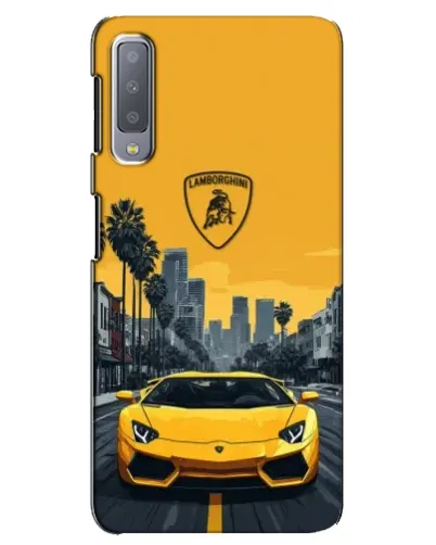 Чехол для Samsung Galaxy A7 2018 (A750) с картинкой «Желтый Lamborghini город»
