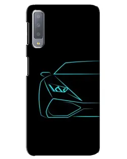 Чехол для Samsung Galaxy A7 2018 (A750) с картинкой «Голубой силуэт Lamborghini»