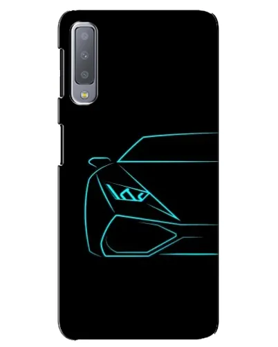 Чехол для Samsung Galaxy A7 2018 (A750) с картинкой «Голубой силуэт Lamborghini»