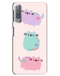 Чехол для Samsung Galaxy A7 2018 (A750) с картинкой «Pusheen трио»