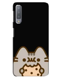 Чехол для Samsung Galaxy A7 2018 (A750) с картинкой «Пушин на черном»